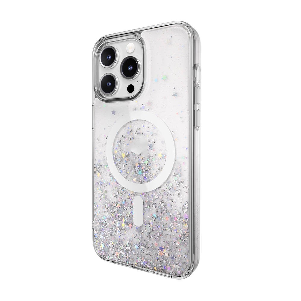iPhone 15 Pro Max Kılıf Magsafe Şarj Özellikli Parlayan Simli Şeffaf Lisanslı Switcheasy Starfield-M Kılıf