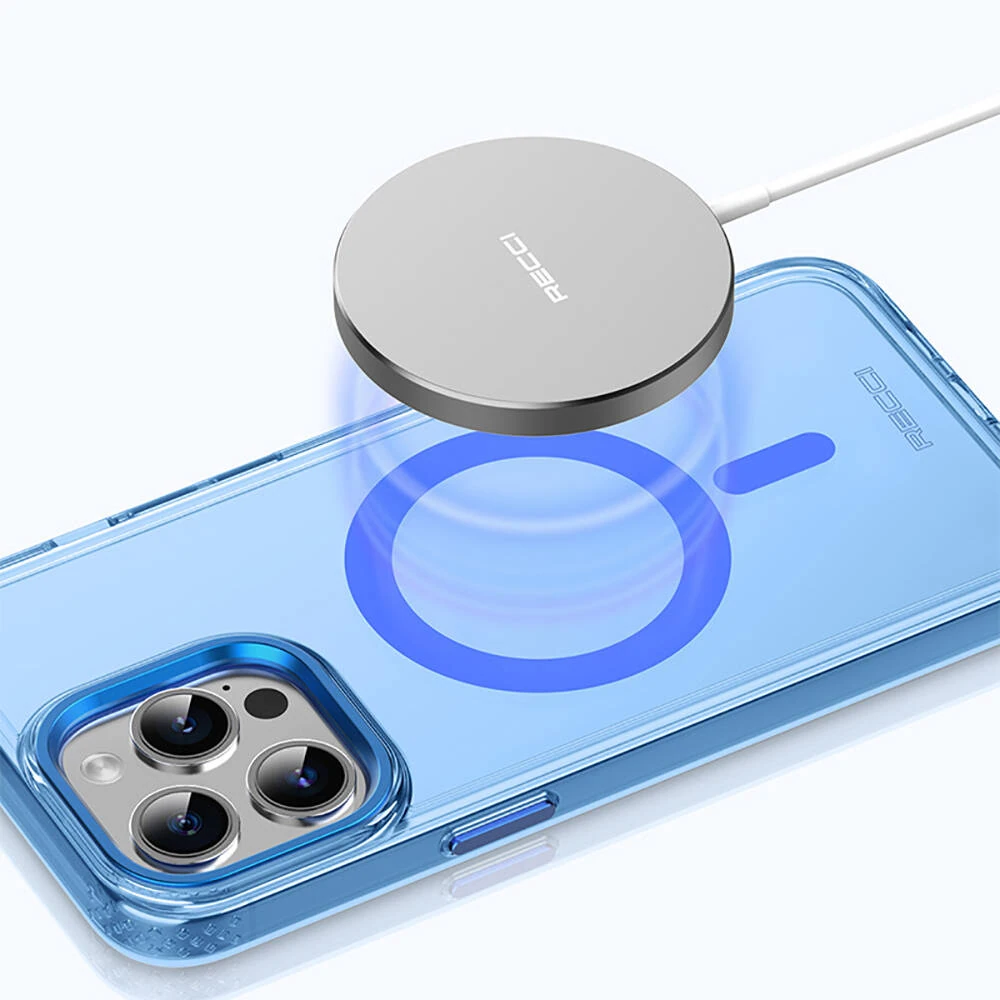 iPhone 15 Pro Kılıf Magsafe Şarj Özellikli Saydam Arka Yüzey Recci Crystal Color Serisi Kılıf