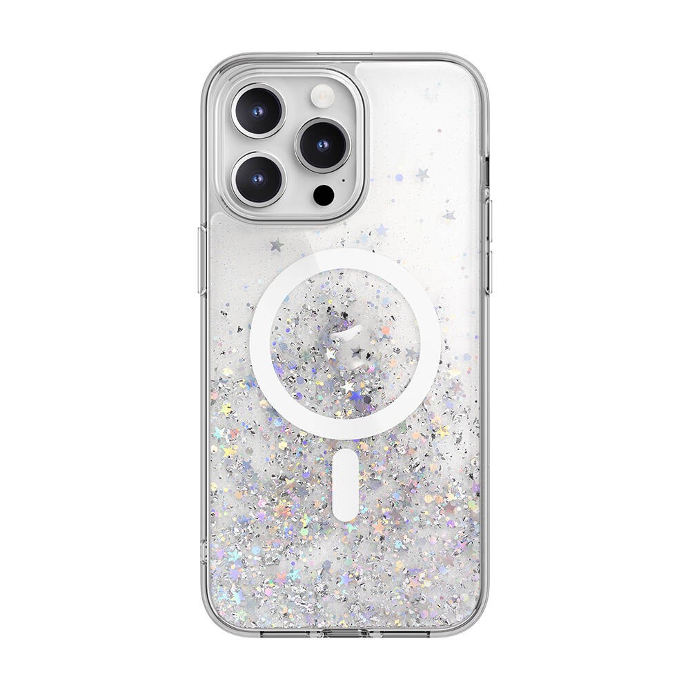 iPhone 15 Pro Max Kılıf Magsafe Şarj Özellikli Parlayan Simli Şeffaf Lisanslı Switcheasy Starfield-M Kılıf