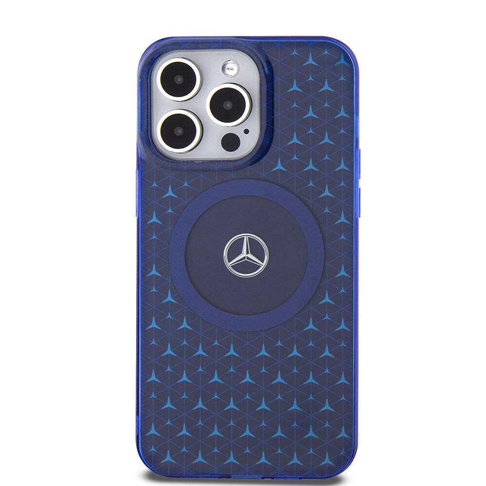 iPhone 15 Pro Max Kılıf Mercedes Benz Orjinal Lisanslı Magsafe Şarj Özellikli Çift Katmanlı Mini Yıldız Desenli Kılıf