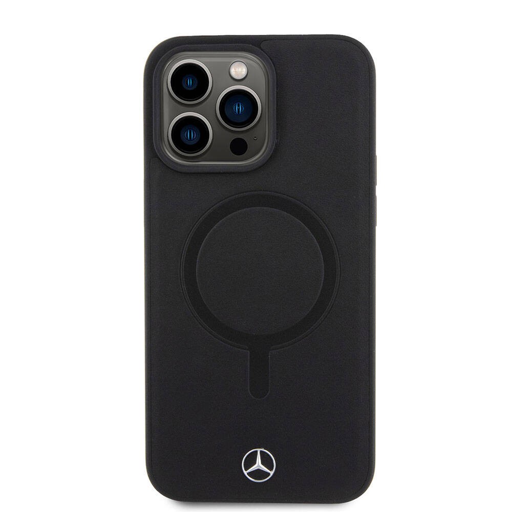 iPhone 15 Pro Max Kılıf Mercedes Benz Orjinal Lisanslı Magsafe Şarj Özellikli Metal Yıldız Logolu Pürüzsüz Deri Kılıf