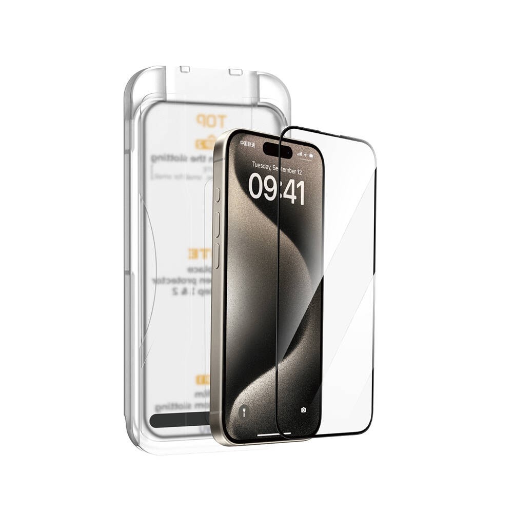 iPhone 14 Pro Max Wiwu SQ-008 Oleofobik Easy Install Darbeye Karşı Dayanıklı Temperli Cam Ekran Koruyucu + Kolay Uygulama Aparatlı