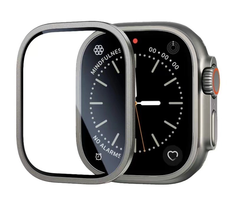 Zore Apple Watch Ultra 49mm Uyumlu Metal Çerçeve Premium Ekran Koruyucu (ALM-01)