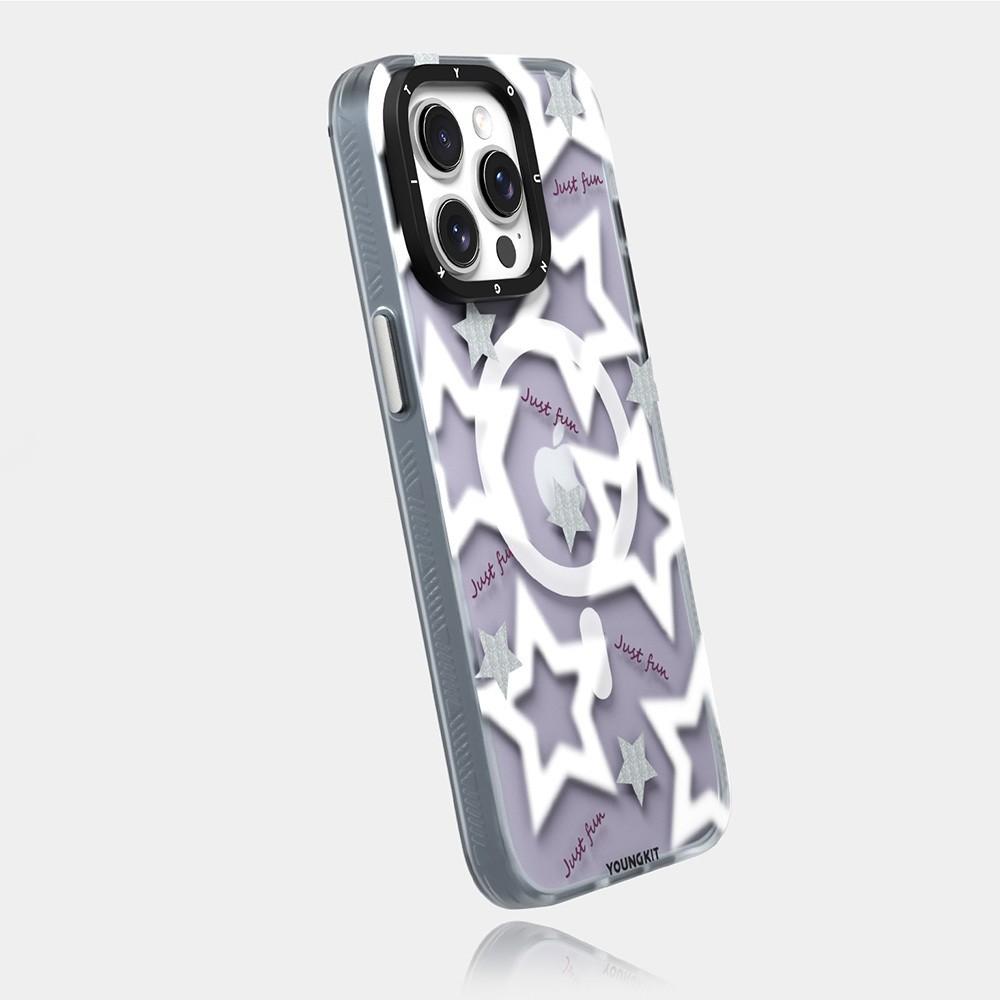 iPhone 15 Pro Kılıf Magsafe Şarj Özellikli Airbagli Çift Katmanlı Youngkit Star&Butterfly Serisi Kılıf
