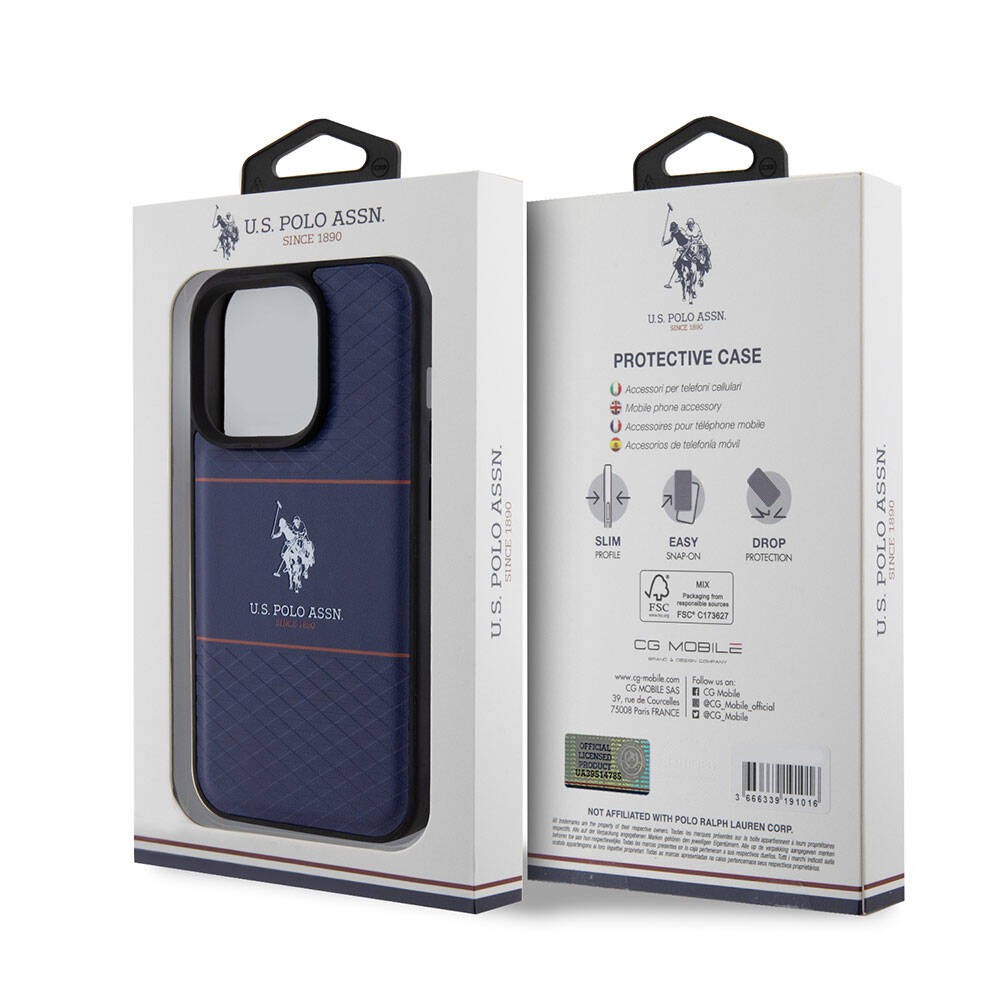 iPhone 15 Pro Kılıf U.S. Polo Assn. Orjinal Lisanslı Deri Şeritli Logo Dizayn Kılıf