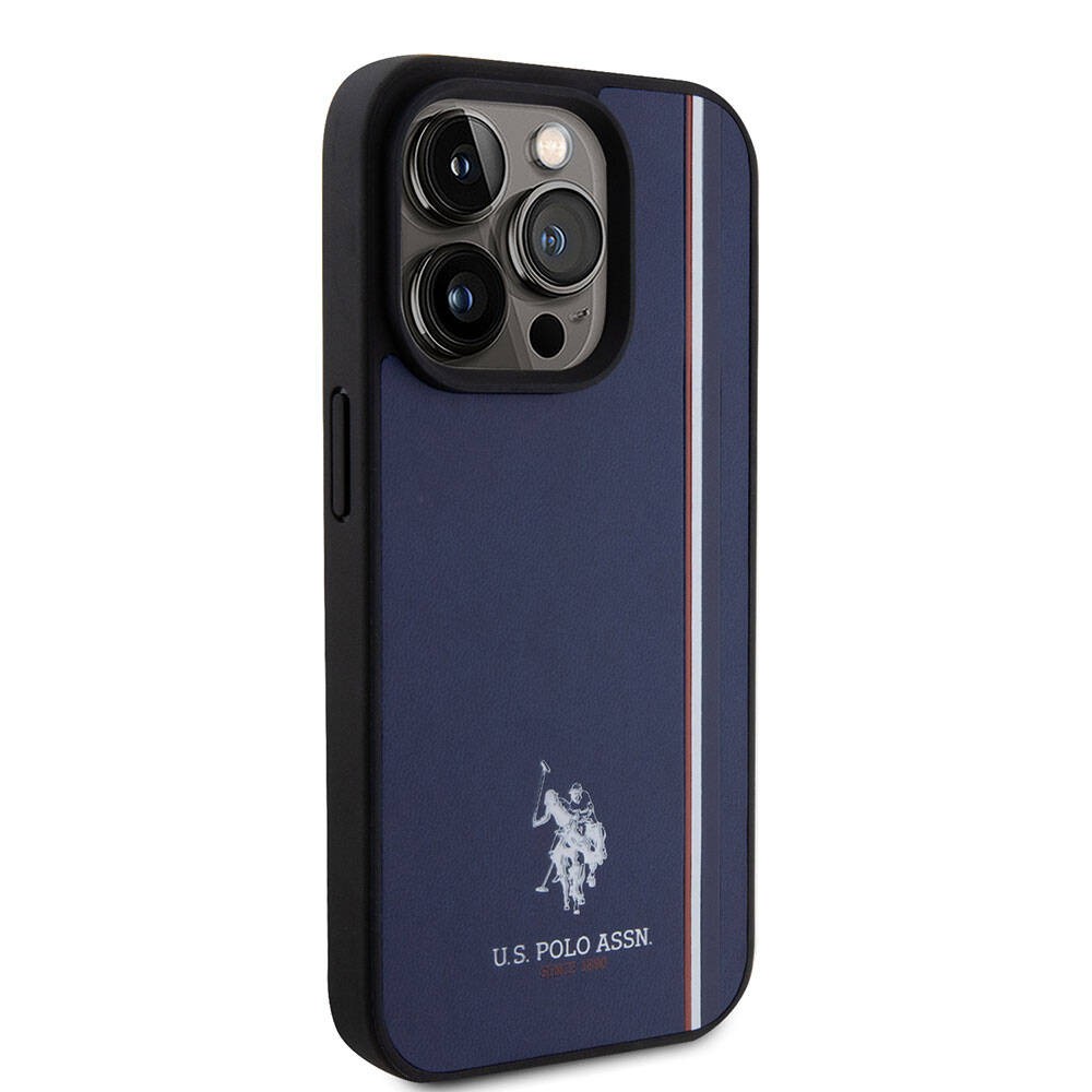 iPhone 15 Pro Kılıf U.S. Polo Assn. Orjinal Lisanslı Üç Renk Şerit Tasarımlı Baskı Logolu Kılıf