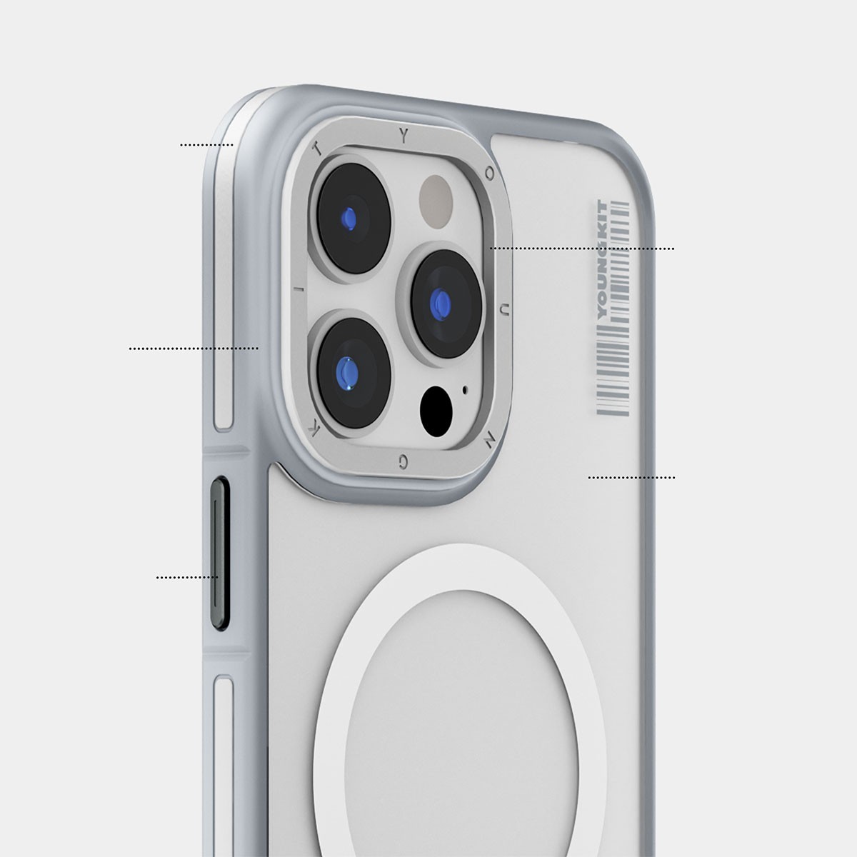 iPhone 15 Kılıf Magsafe Şarj Özellikli Youngkit Rock Sand Serisi Kılıf