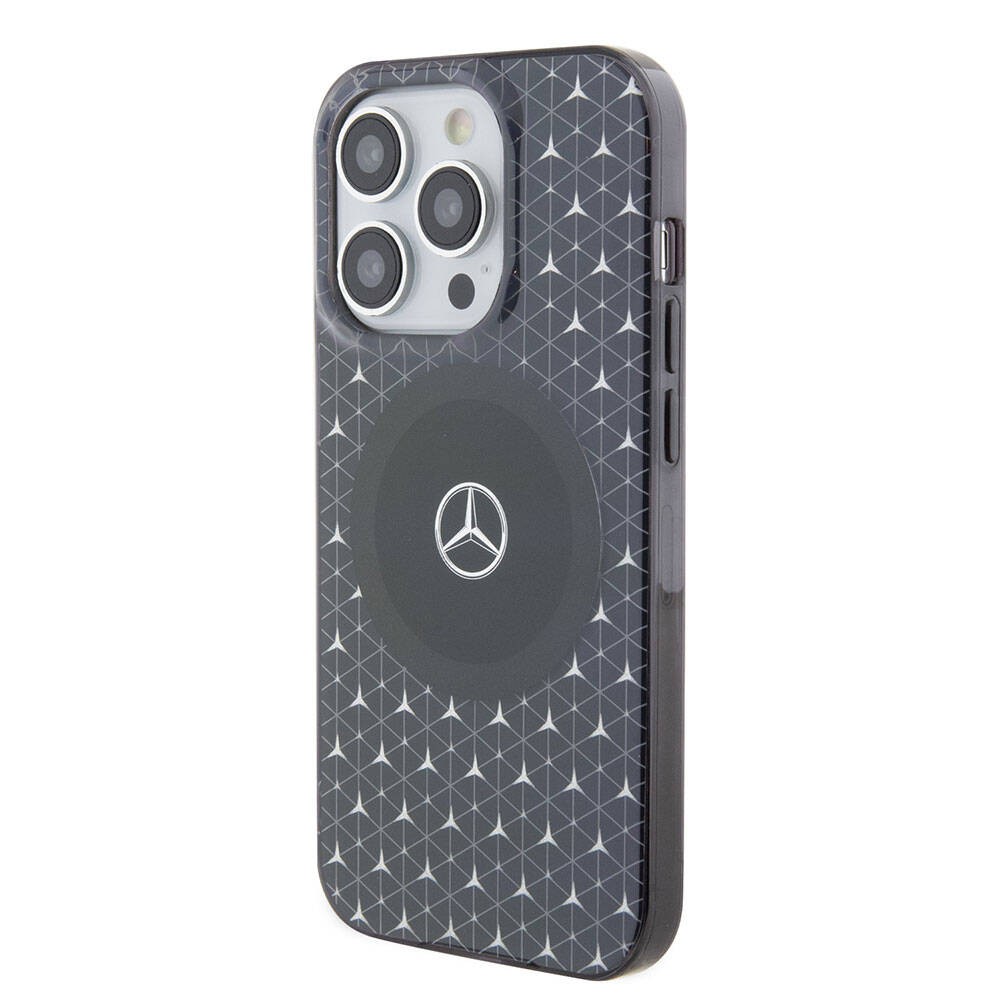 iPhone 15 Pro Max Kılıf Mercedes Benz Orjinal Lisanslı Magsafe Şarj Özellikli Çift Katmanlı Mini Yıldız Desenli Kılıf