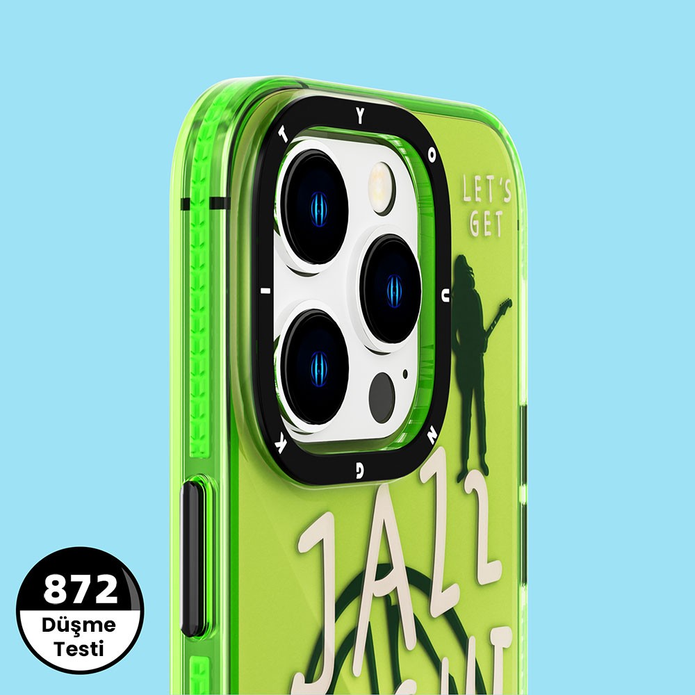 iPhone 14 Pro Max Kılıf Şeffaf Renkli Yazı Temalı Tasarım YoungKit Jazz Serisi Kılıf