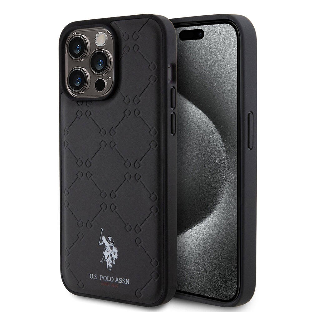 iPhone 15 Pro Max Kılıf U.S. Polo Assn. Orjinal Lisanslı HS Desenli Baskı Logolu Suni Deri Kılıf