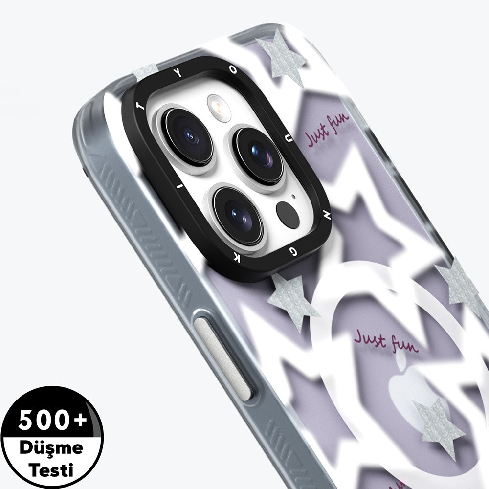 iPhone 15 Pro Max Kılıf Magsafe Şarj Özellikli Airbagli Çift Katmanlı Youngkit Star&Butterfly Serisi Kılıf