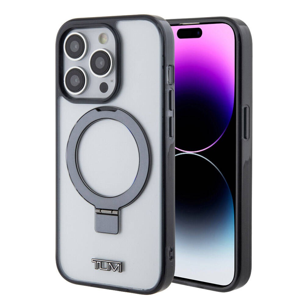 iPhone 15 Pro Max Kılıf TUMI Orjinal Lisanslı Magsafe Şarj Özellikli Metal Logolu Ring Standlı Silikon Kılıf