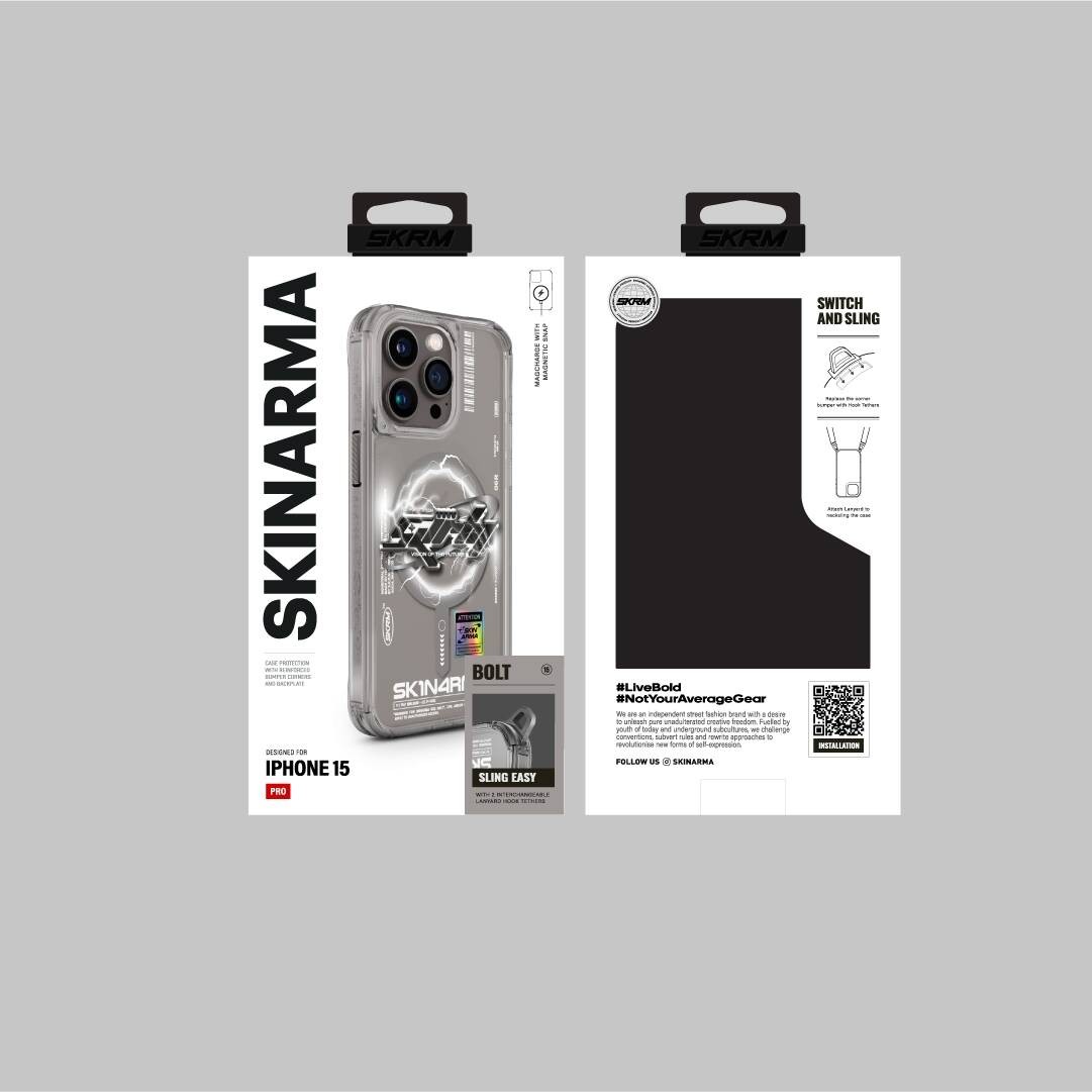 iPhone 15 Pro Kılıf Magsafe Şarj Özellikli Yazı Desenli SkinArma Bolt Kılıf