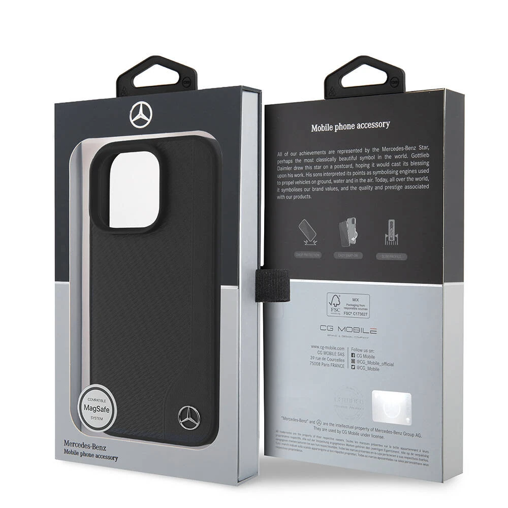 iPhone 16 Pro Max Kılıf Mercedes Benz Orjinal Lisanslı Magsafe Şarj Özellikli 3D Metal Logolu Wood Imitation Deri Kılıf