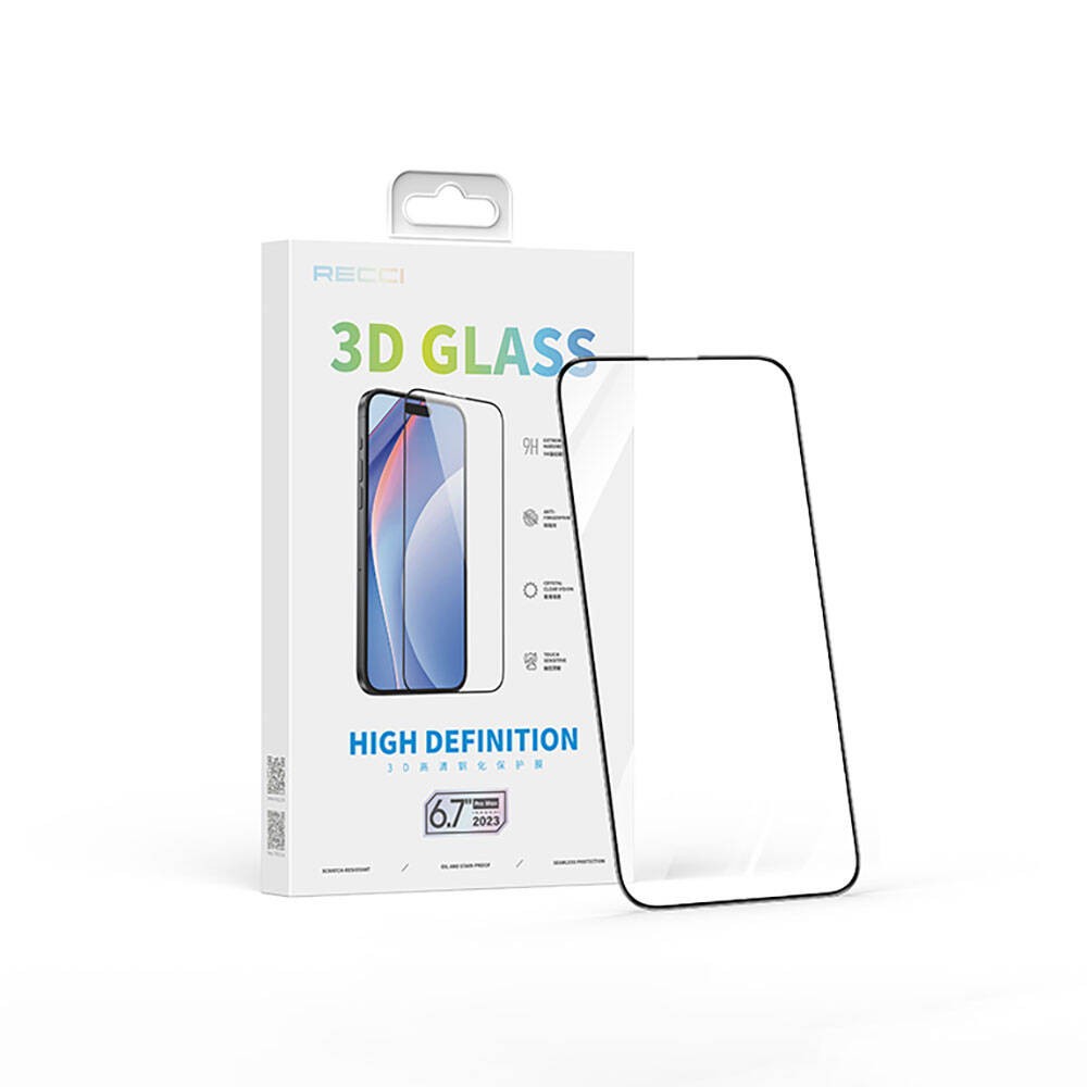 iPhone 15 Plus Recci RSP-A03SD 3D HD Full Transparan Temperli Cam Ekran Koruyucu