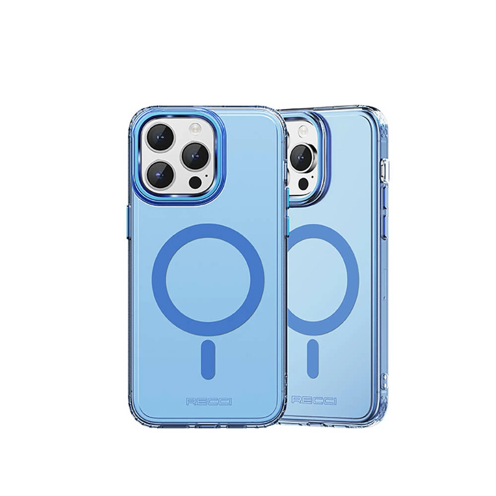 iPhone 15 Pro Kılıf Magsafe Şarj Özellikli Saydam Arka Yüzey Recci Crystal Color Serisi Kılıf