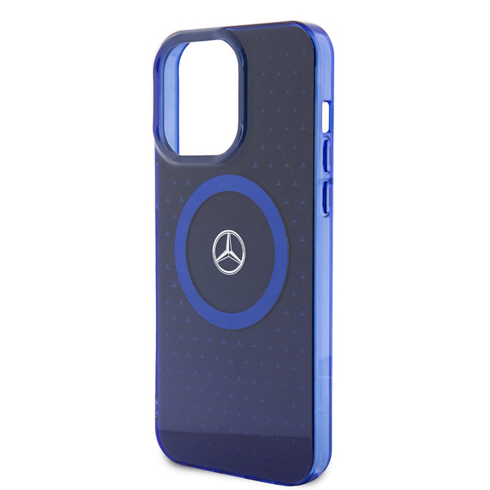 iPhone 15 Pro Max Kılıf Mercedes Benz Orjinal Lisanslı Magsafe Şarj Özellikli Çift Katmanlı Mavi Yıldız Desenli Kılıf