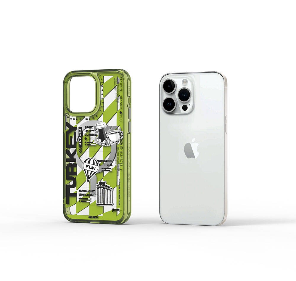 iPhone 15 Pro Max Kılıf Magsafe Şarj Özellikli Desenli Wiwu Turkey A Serisi Kılıf