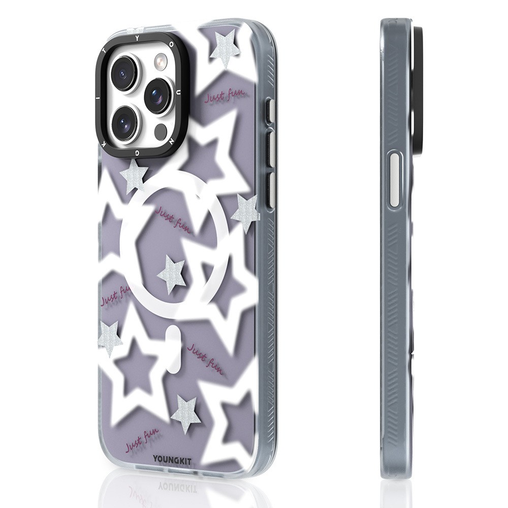 iPhone 15 Pro Kılıf Magsafe Şarj Özellikli Airbagli Çift Katmanlı Youngkit Star&Butterfly Serisi Kılıf