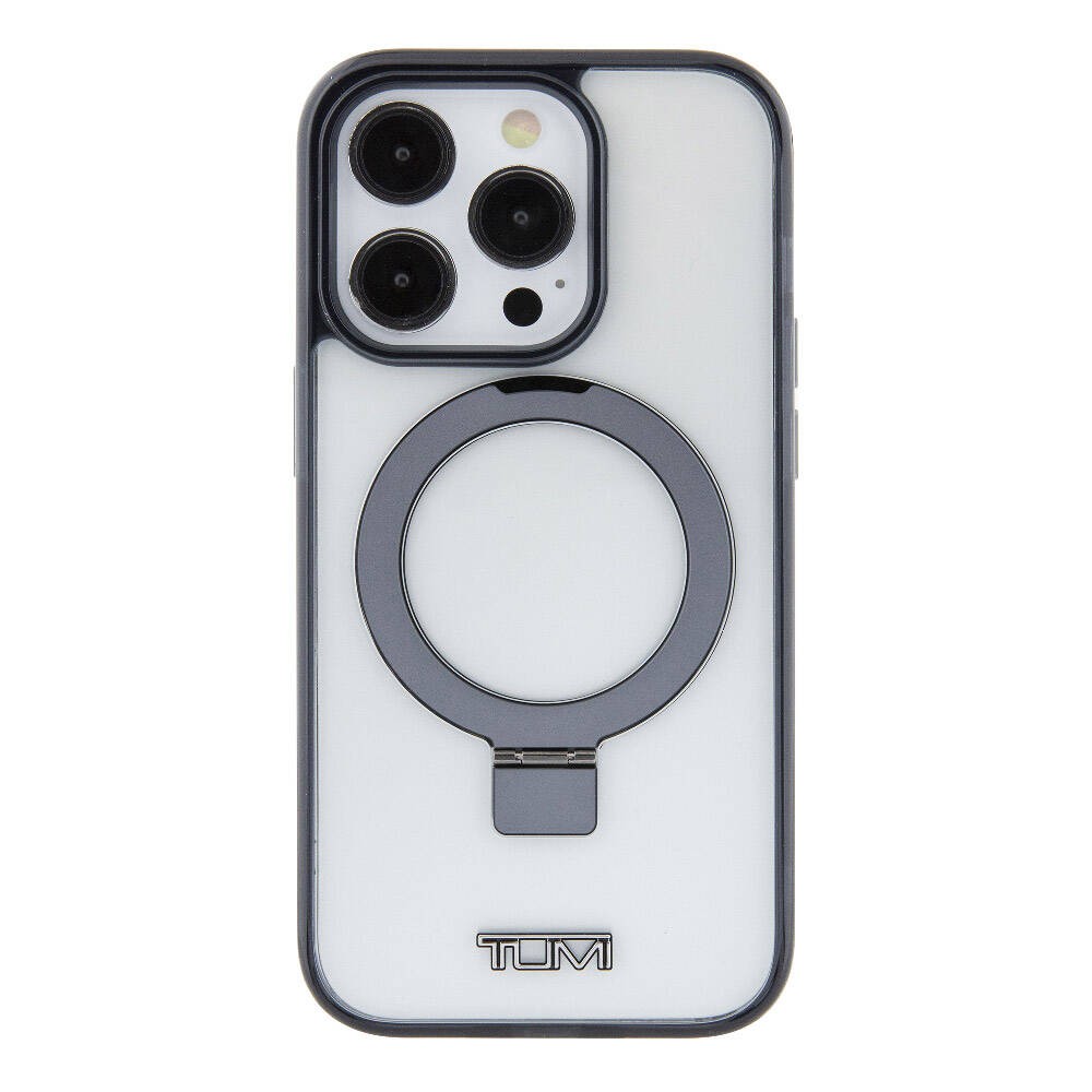 iPhone 15 Pro Max Kılıf TUMI Orjinal Lisanslı Magsafe Şarj Özellikli Metal Logolu Ring Standlı Silikon Kılıf