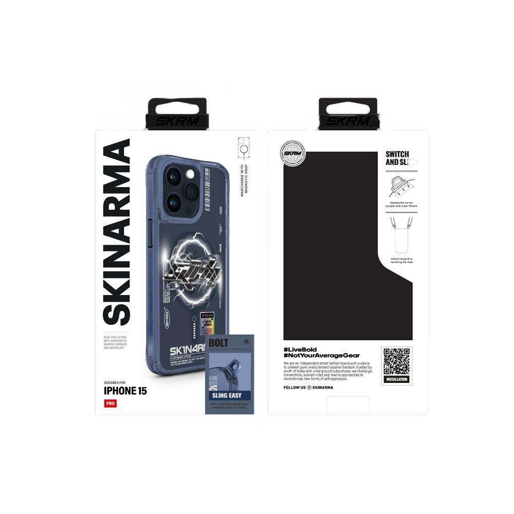 iPhone 15 Pro Max Kılıf Magsafe Şarj Özellikli Yazı Desenli SkinArma Bolt Kılıf