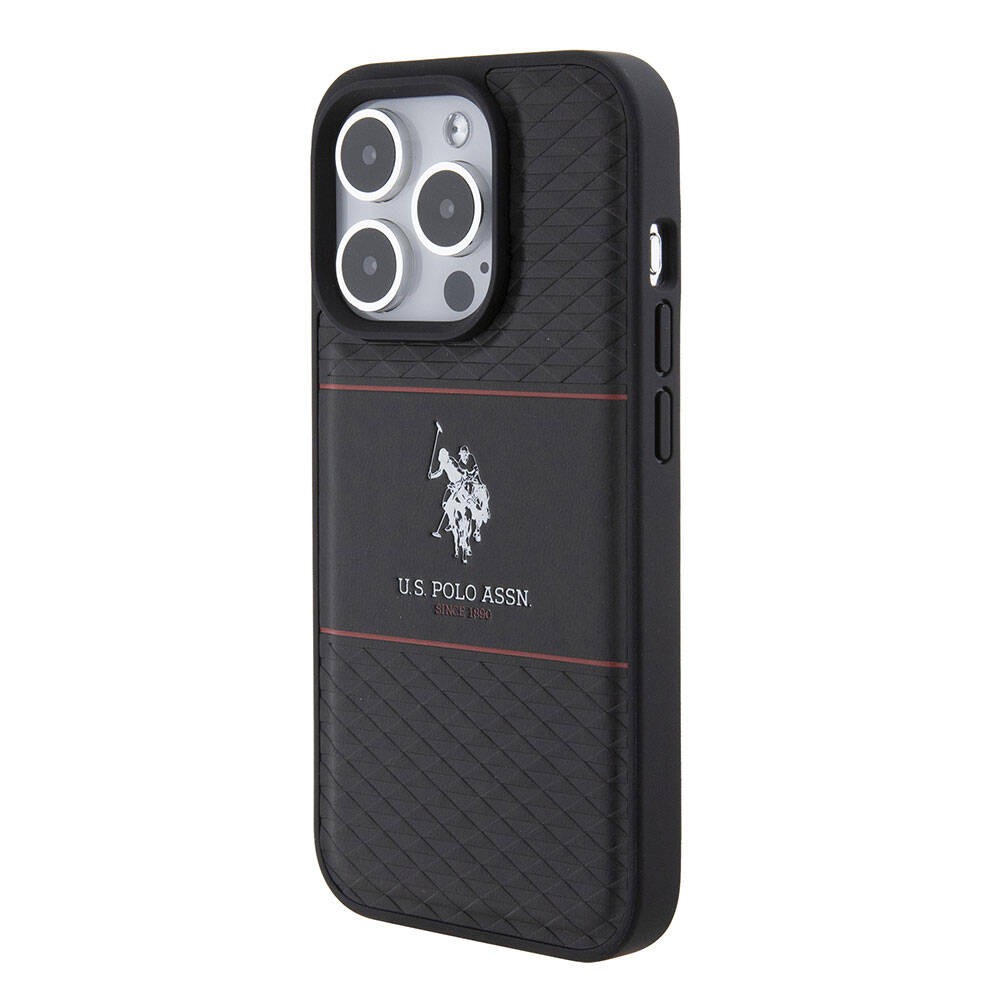 iPhone 15 Pro Kılıf U.S. Polo Assn. Orjinal Lisanslı Deri Şeritli Logo Dizayn Kılıf