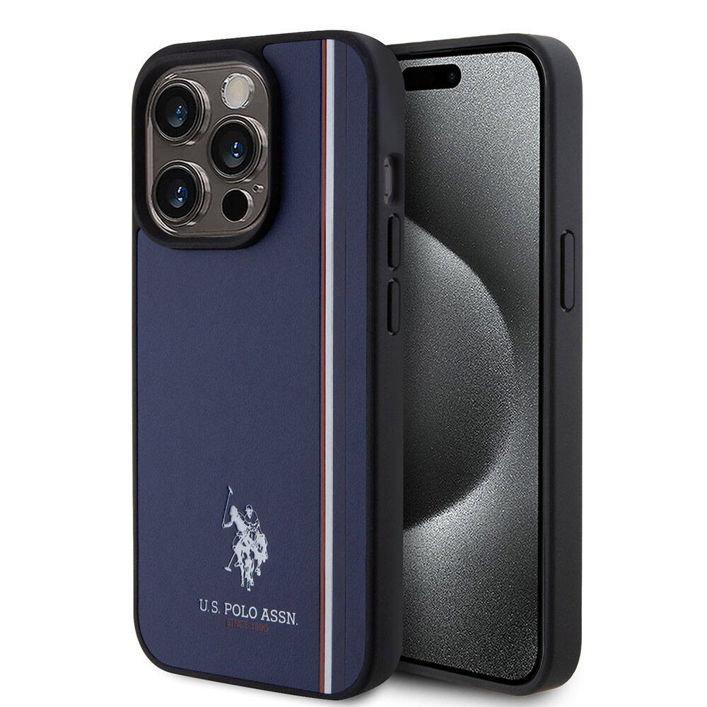iPhone 15 Pro Kılıf U.S. Polo Assn. Orjinal Lisanslı Üç Renk Şerit Tasarımlı Baskı Logolu Kılıf