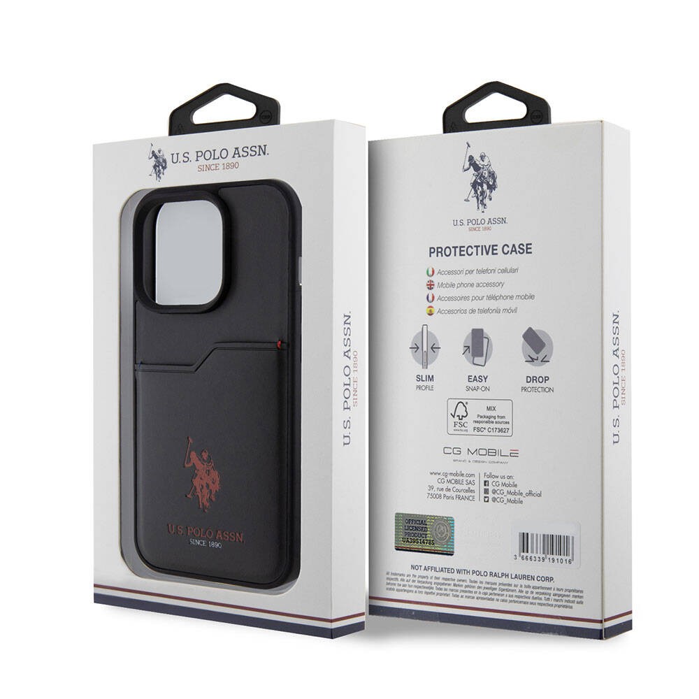 iPhone 15 Pro Kılıf U.S. Polo Assn. Orjinal Lisanslı Baskı Logolu PU Kartlıklı Kılıf