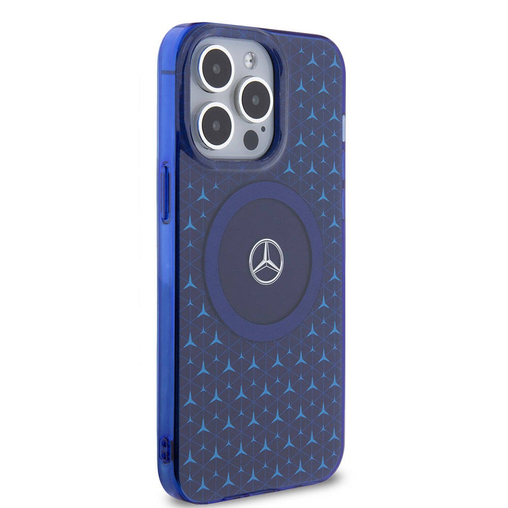 iPhone 15 Pro Max Kılıf Mercedes Benz Orjinal Lisanslı Magsafe Şarj Özellikli Çift Katmanlı Mini Yıldız Desenli Kılıf