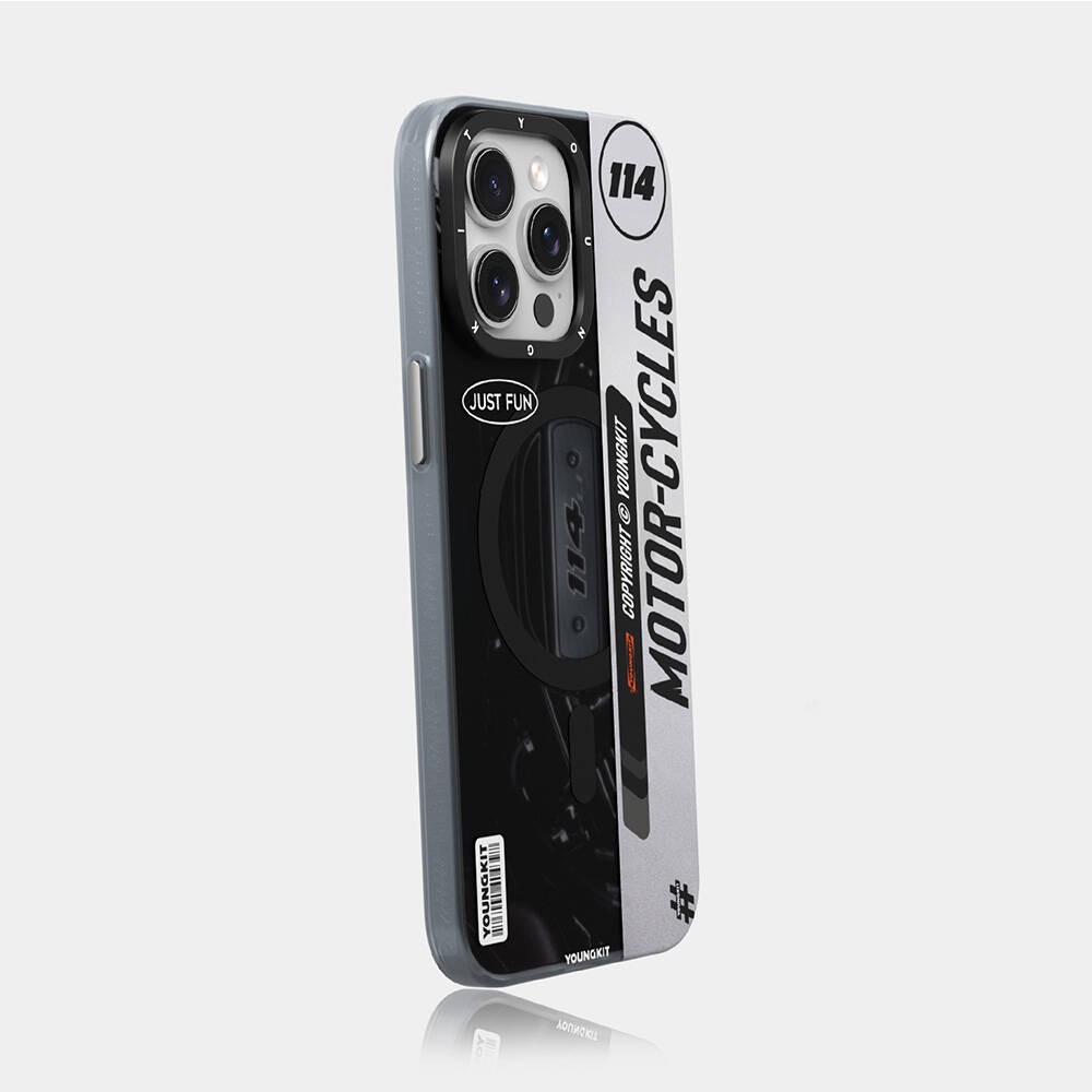 iPhone 15 Pro Max Kılıf Magsafe Şarj Özellikli YoungKit Motorcycle Legend Serisi Kılıf