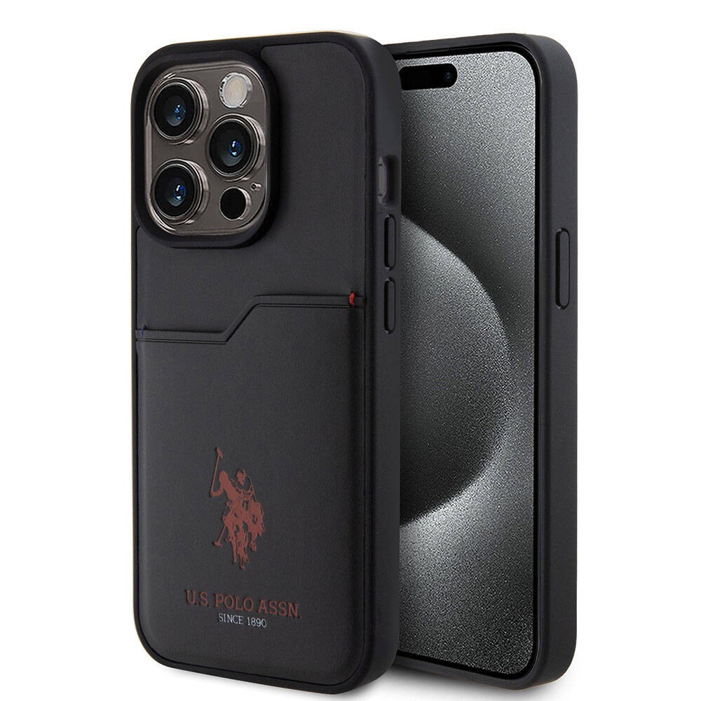 iPhone 15 Pro Kılıf U.S. Polo Assn. Orjinal Lisanslı Baskı Logolu PU Kartlıklı Kılıf