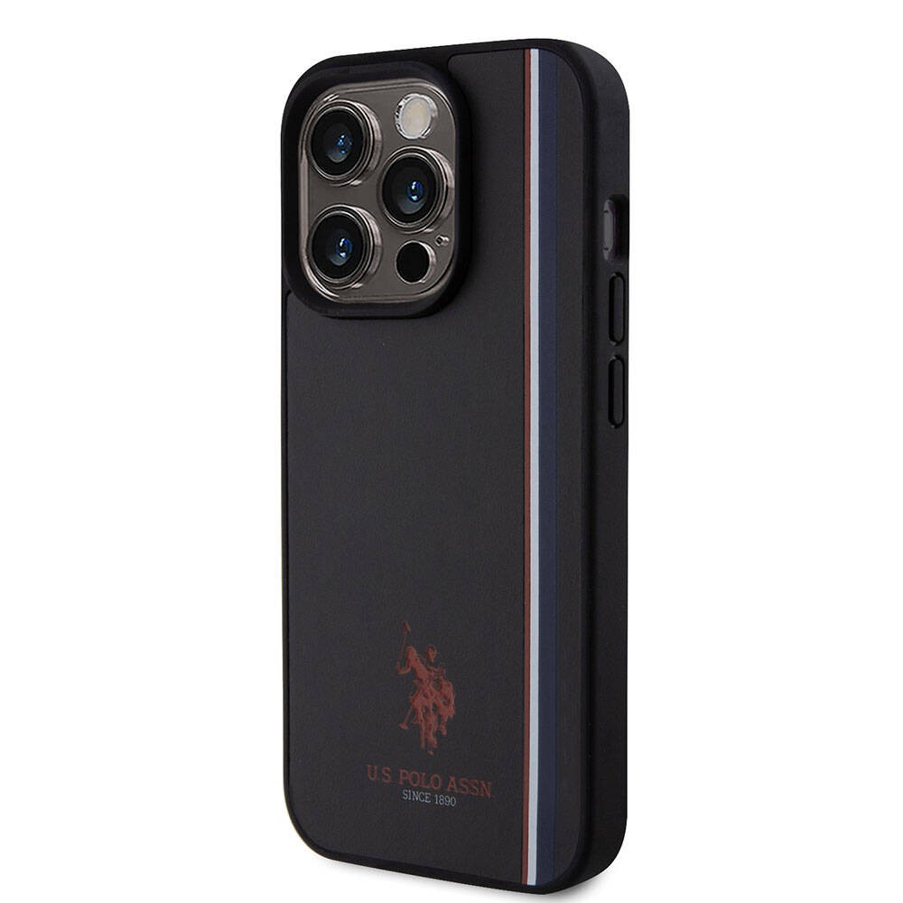 iPhone 15 Pro Kılıf U.S. Polo Assn. Orjinal Lisanslı Üç Renk Şerit Tasarımlı Baskı Logolu Kılıf