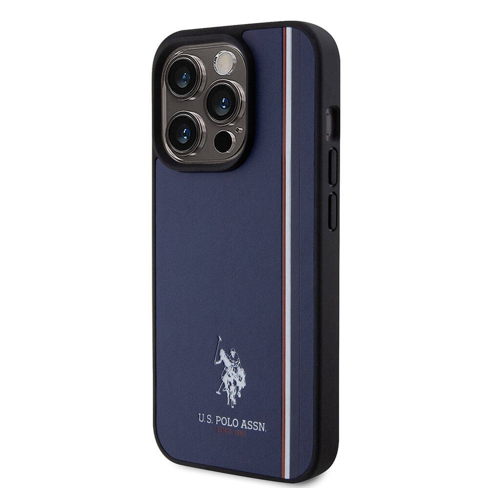 iPhone 15 Pro Kılıf U.S. Polo Assn. Orjinal Lisanslı Üç Renk Şerit Tasarımlı Baskı Logolu Kılıf