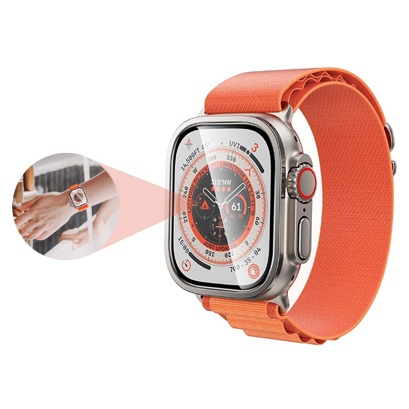 Zore Apple Watch Ultra 49mm Uyumlu Metal Çerçeve Premium Ekran Koruyucu (ALM-01)