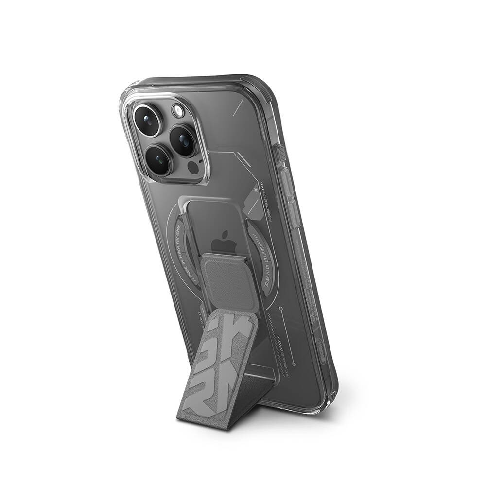 iPhone 15 Pro Kılıf Skinarma Magsafe Şarj Özellikli Teknoloji Desenli Standlı Helio Kılıf
