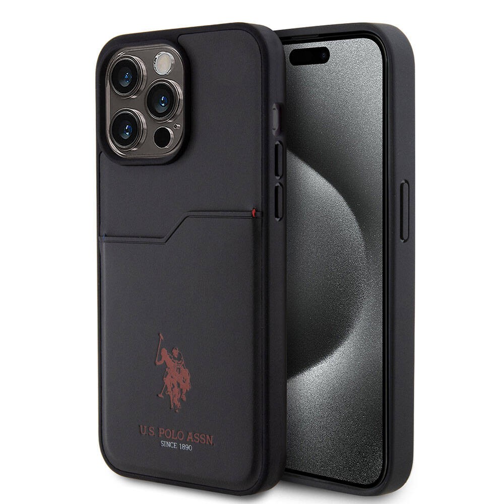 iPhone 15 Pro Max Kılıf U.S. Polo Assn. Orjinal Lisanslı Baskı Logolu PU Kartlıklı Kılıf