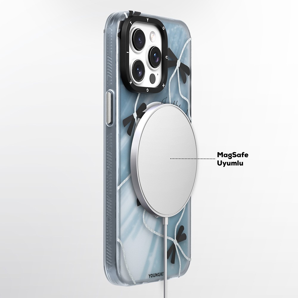 iPhone 15 Pro Kılıf Magsafe Şarj Özellikli Airbagli Çift Katmanlı Youngkit Star&Butterfly Serisi Kılıf
