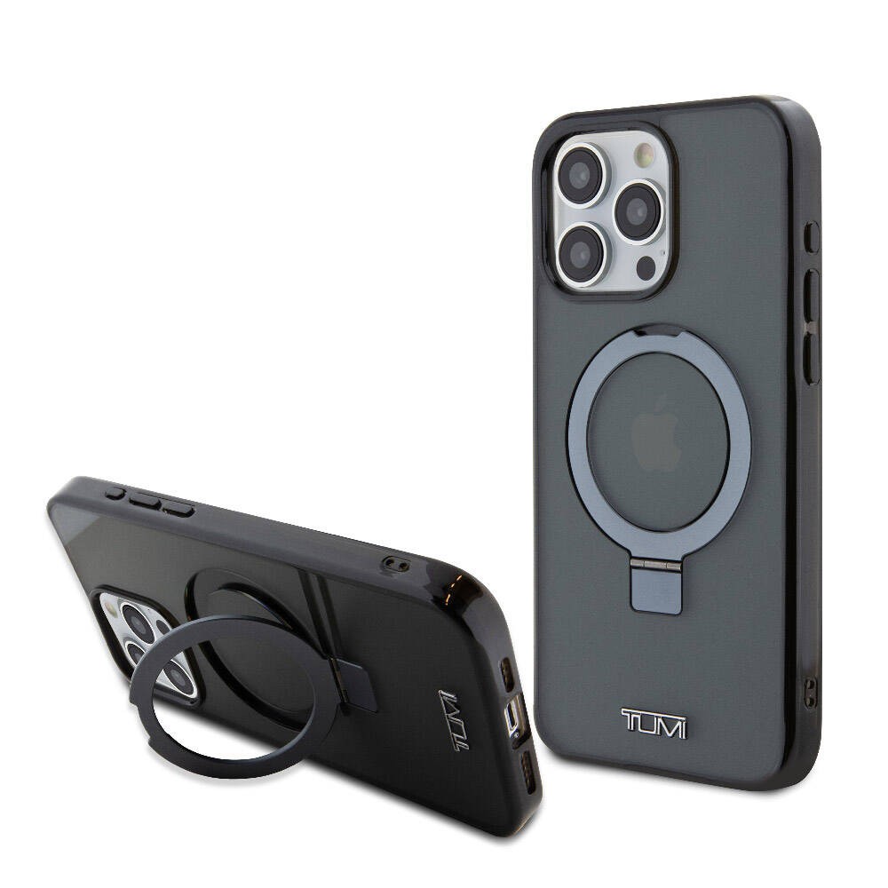 iPhone 15 Pro Max Kılıf TUMI Orjinal Lisanslı Magsafe Şarj Özellikli PC TPU Metal Logolu Ring Standlı Kılıf