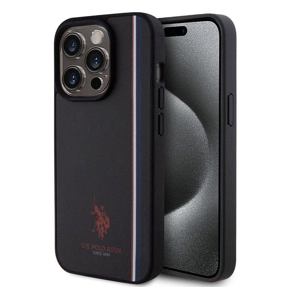 iPhone 15 Pro Kılıf U.S. Polo Assn. Orjinal Lisanslı Üç Renk Şerit Tasarımlı Baskı Logolu Kılıf