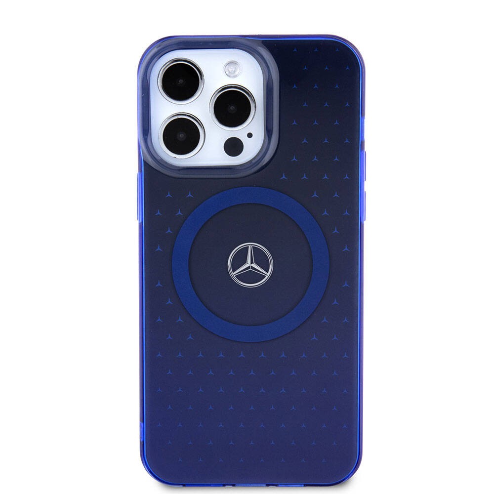 iPhone 15 Pro Max Kılıf Mercedes Benz Orjinal Lisanslı Magsafe Şarj Özellikli Çift Katmanlı Mavi Yıldız Desenli Kılıf