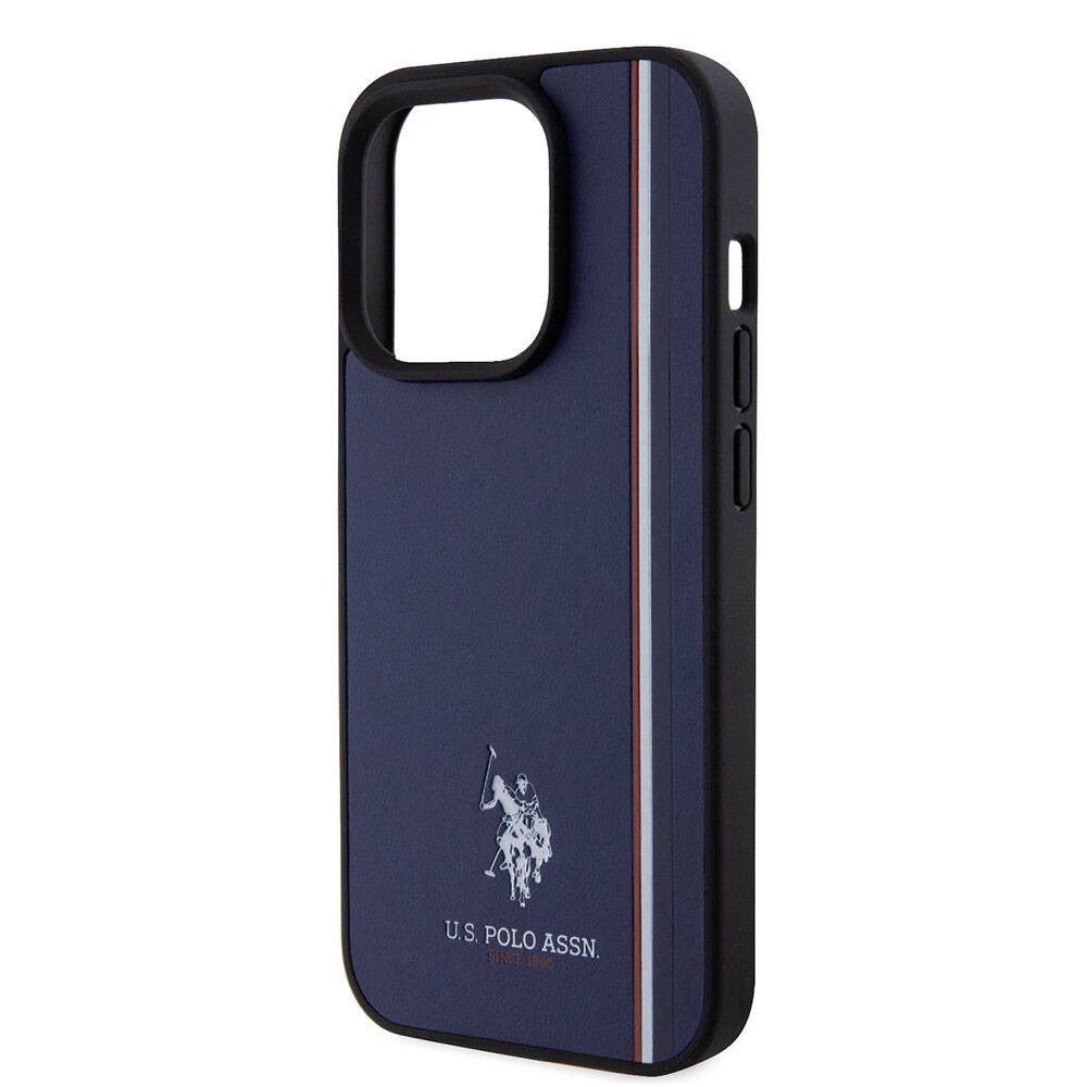 iPhone 15 Pro Kılıf U.S. Polo Assn. Orjinal Lisanslı Üç Renk Şerit Tasarımlı Baskı Logolu Kılıf