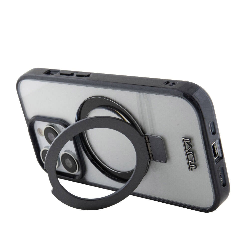 iPhone 15 Pro Max Kılıf TUMI Orjinal Lisanslı Magsafe Şarj Özellikli Metal Logolu Ring Standlı Silikon Kılıf