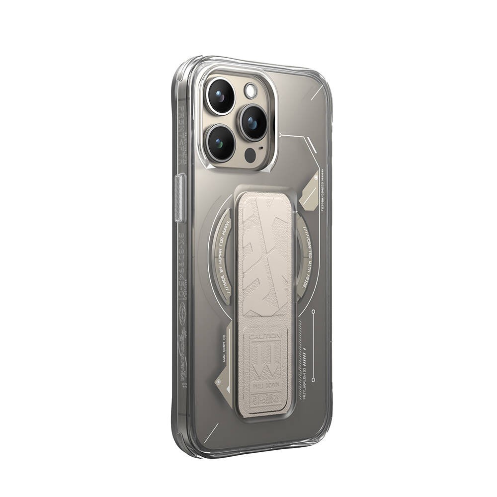 iPhone 15 Pro Kılıf Skinarma Magsafe Şarj Özellikli Teknoloji Desenli Standlı Helio Kılıf