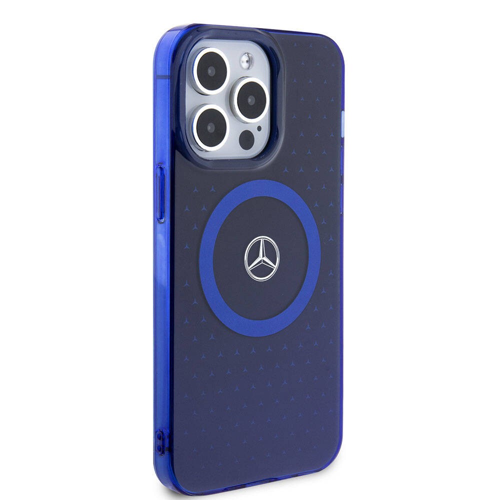iPhone 15 Pro Max Kılıf Mercedes Benz Orjinal Lisanslı Magsafe Şarj Özellikli Çift Katmanlı Mavi Yıldız Desenli Kılıf