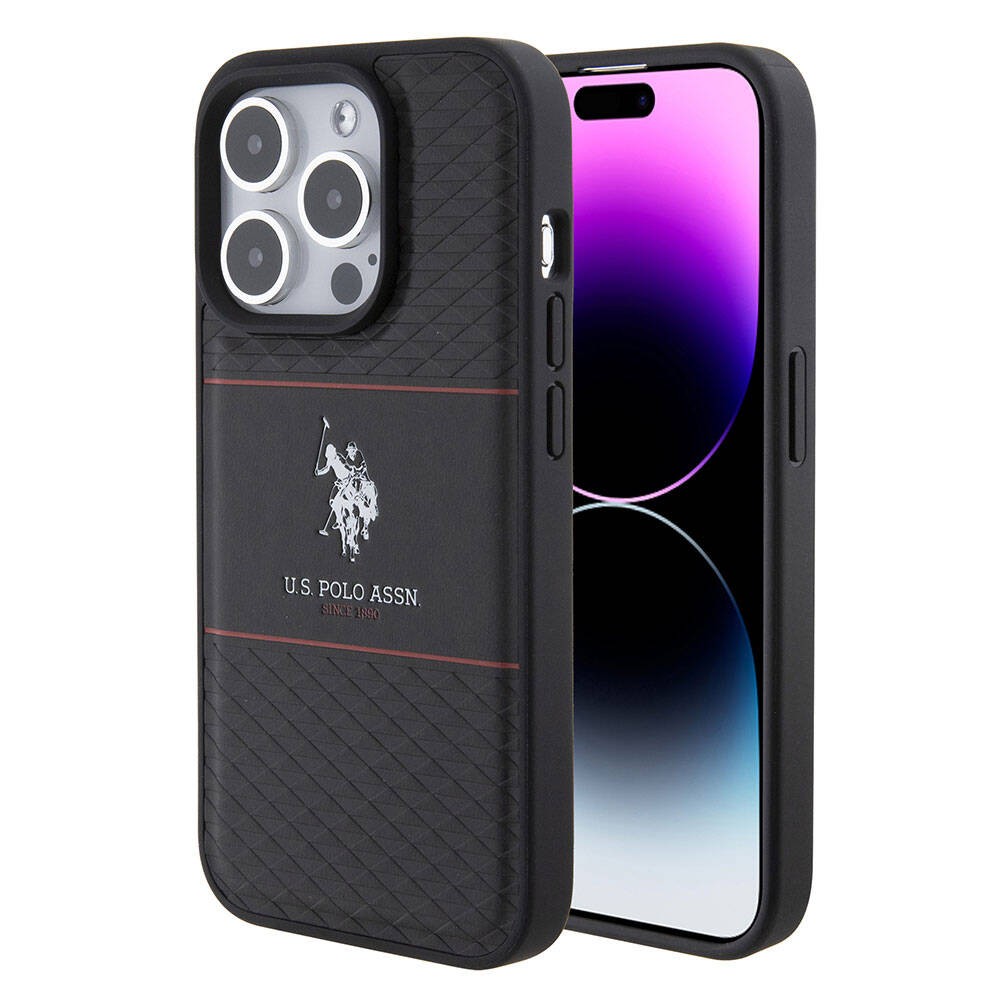 iPhone 15 Pro Kılıf U.S. Polo Assn. Orjinal Lisanslı Deri Şeritli Logo Dizayn Kılıf
