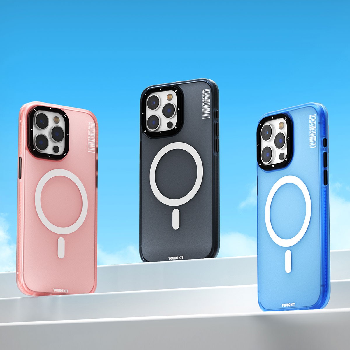 iPhone 15 Kılıf Magsafe Şarj Özellikli Youngkit Colored Sand Serisi Kılıf