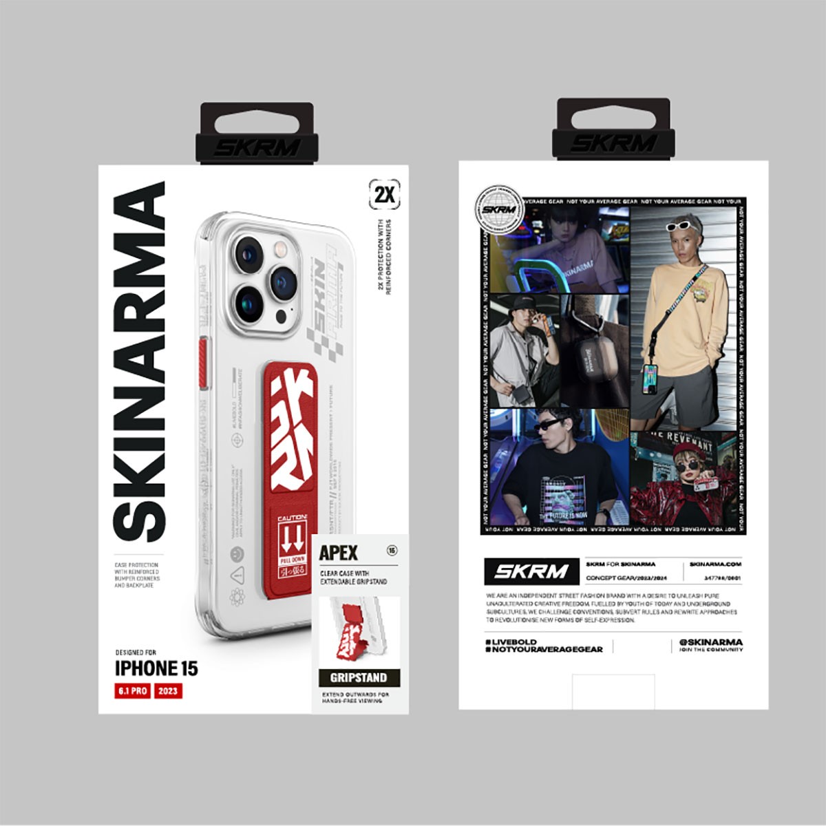 iPhone 15 Pro Kılıf SkinArma Standlı Şeffaf Tasarımlı Apex Kılıf