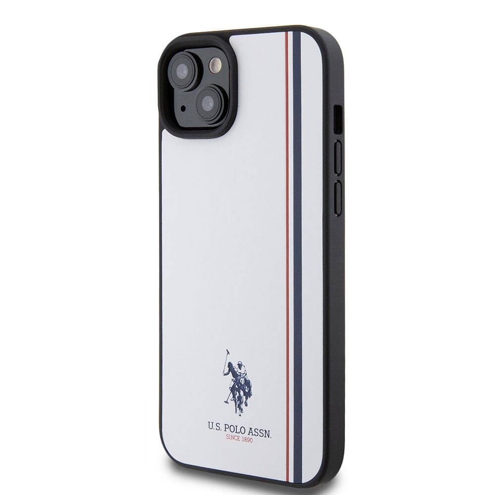 iPhone 15 Plus Kılıf U.S. Polo Assn. Orjinal Lisanslı Üç Renk Şerit Tasarımlı Baskı Logolu Kılıf