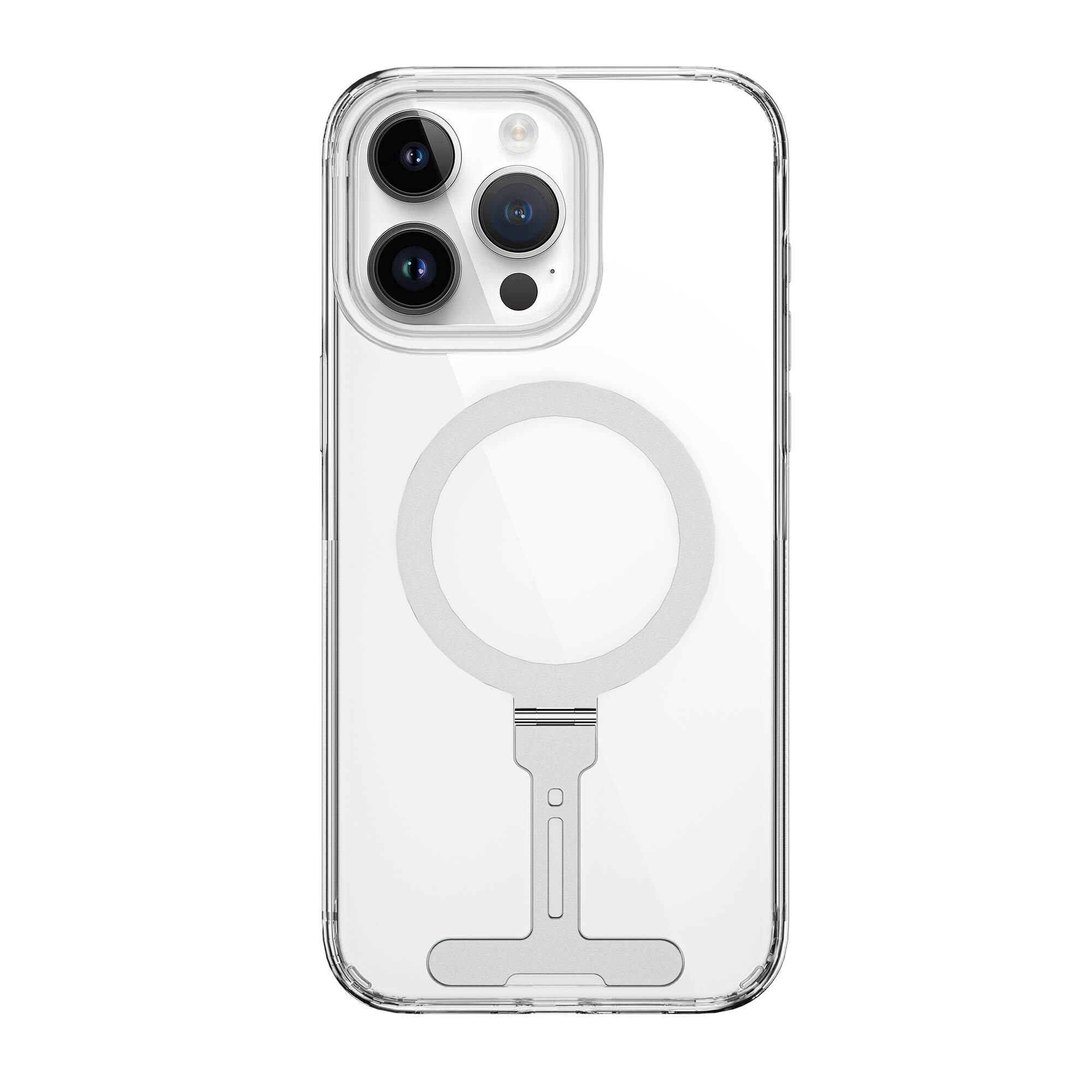 iPhone 15 Pro Kılıf Wiwu FYY-014 Magsafe Şarj Özellikli Alüminyum Alaşım Metal Standlı Şeffaf Kılıf