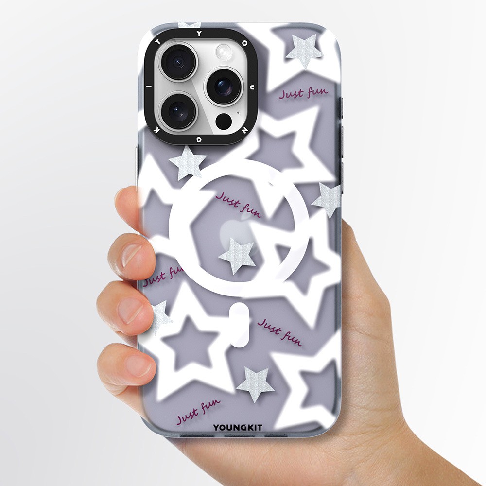 iPhone 15 Pro Kılıf Magsafe Şarj Özellikli Airbagli Çift Katmanlı Youngkit Star&Butterfly Serisi Kılıf